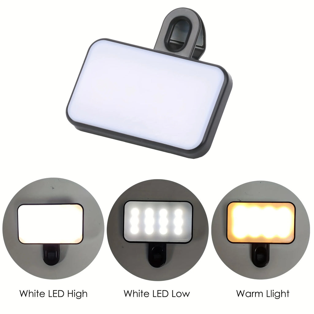 Mini Luz de relleno portátil para Selfie, recargable, 3 modos, Clip de brillo ajustable, luz de relleno para teléfono móvil, computadora
