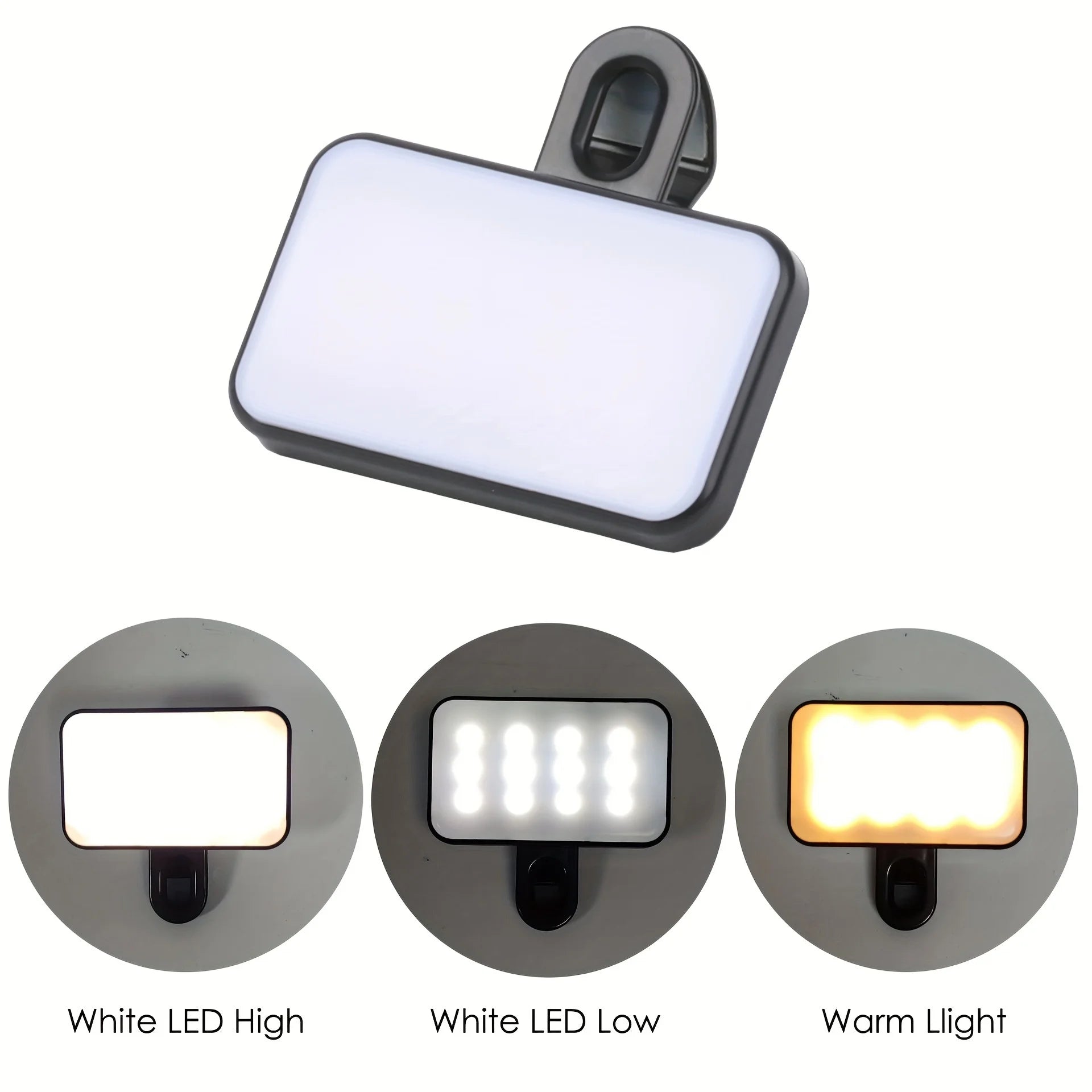 Mini Luz de relleno portátil para Selfie, recargable, 3 modos, Clip de brillo ajustable, luz de relleno para teléfono móvil, computadora