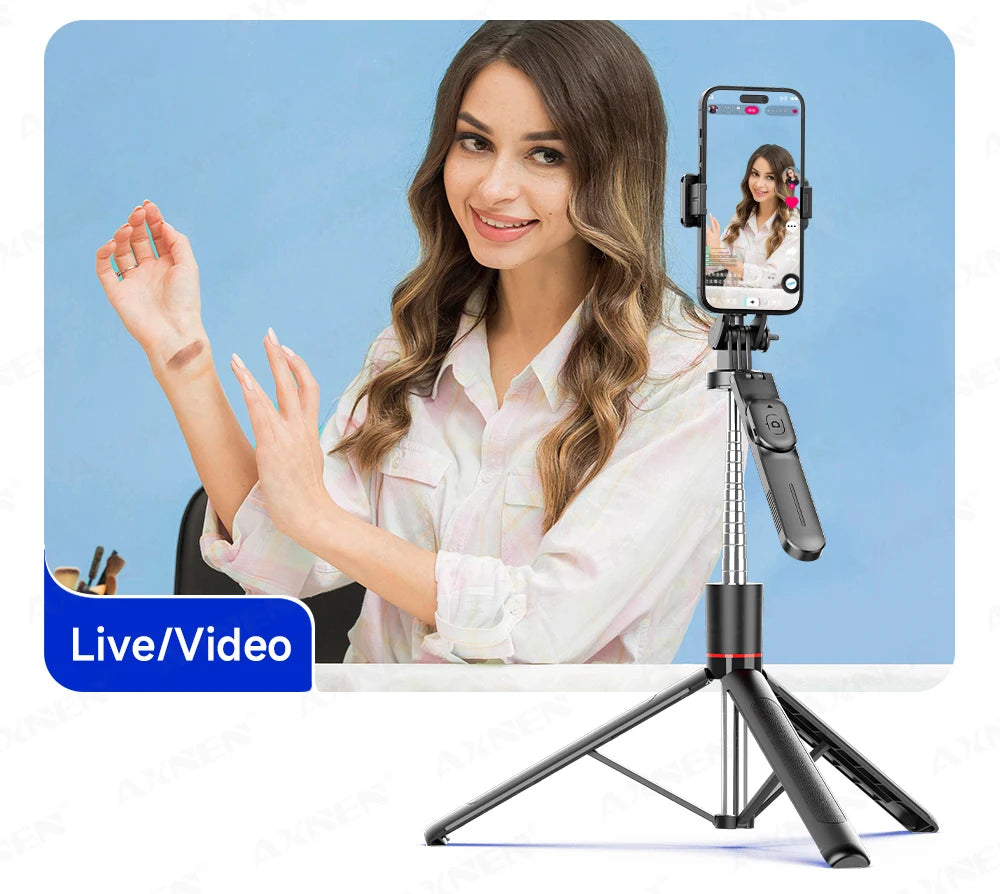 Trípode/palo selfie F16 con poste de 8 secciones de 1708 mm de largo, control remoto Bluetooth, 360 °   Rotación, interfaz 1/4, para cámara de teléfono Vlog