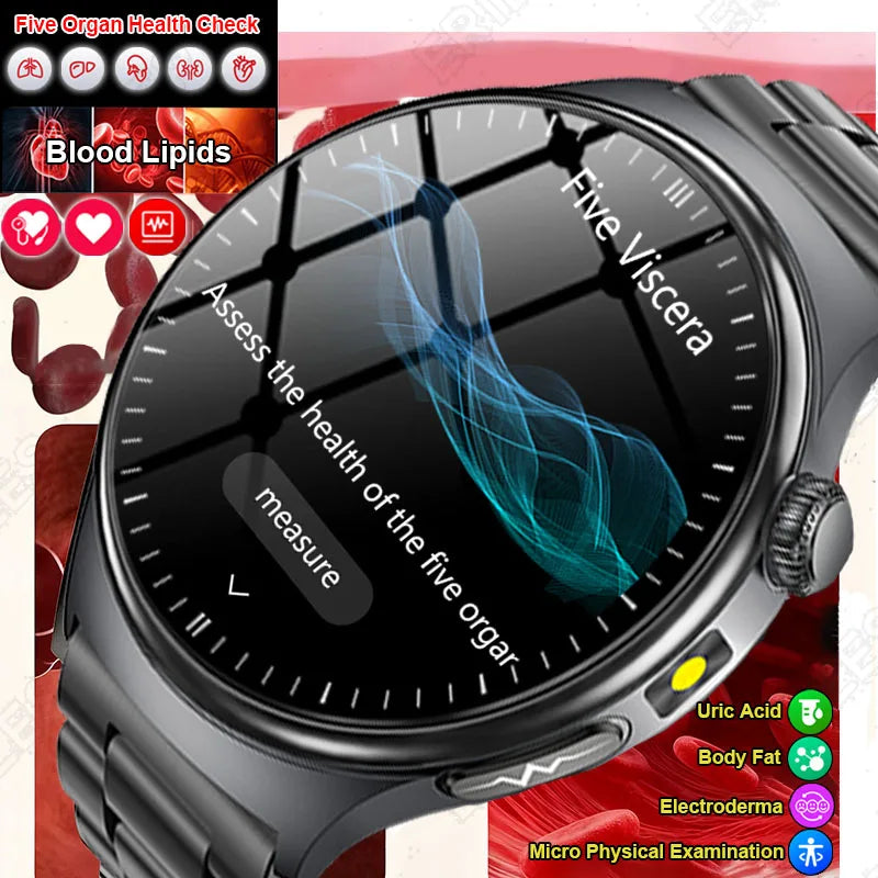 Reloj Inteligente 2026 con Diagnóstico Preciso de ECG, Medición de Grasa Corporal, Oxígeno en Sangre, Presión Arterial, Pantalla HD AMOLED, Llamadas, para Hombres y Mujeres