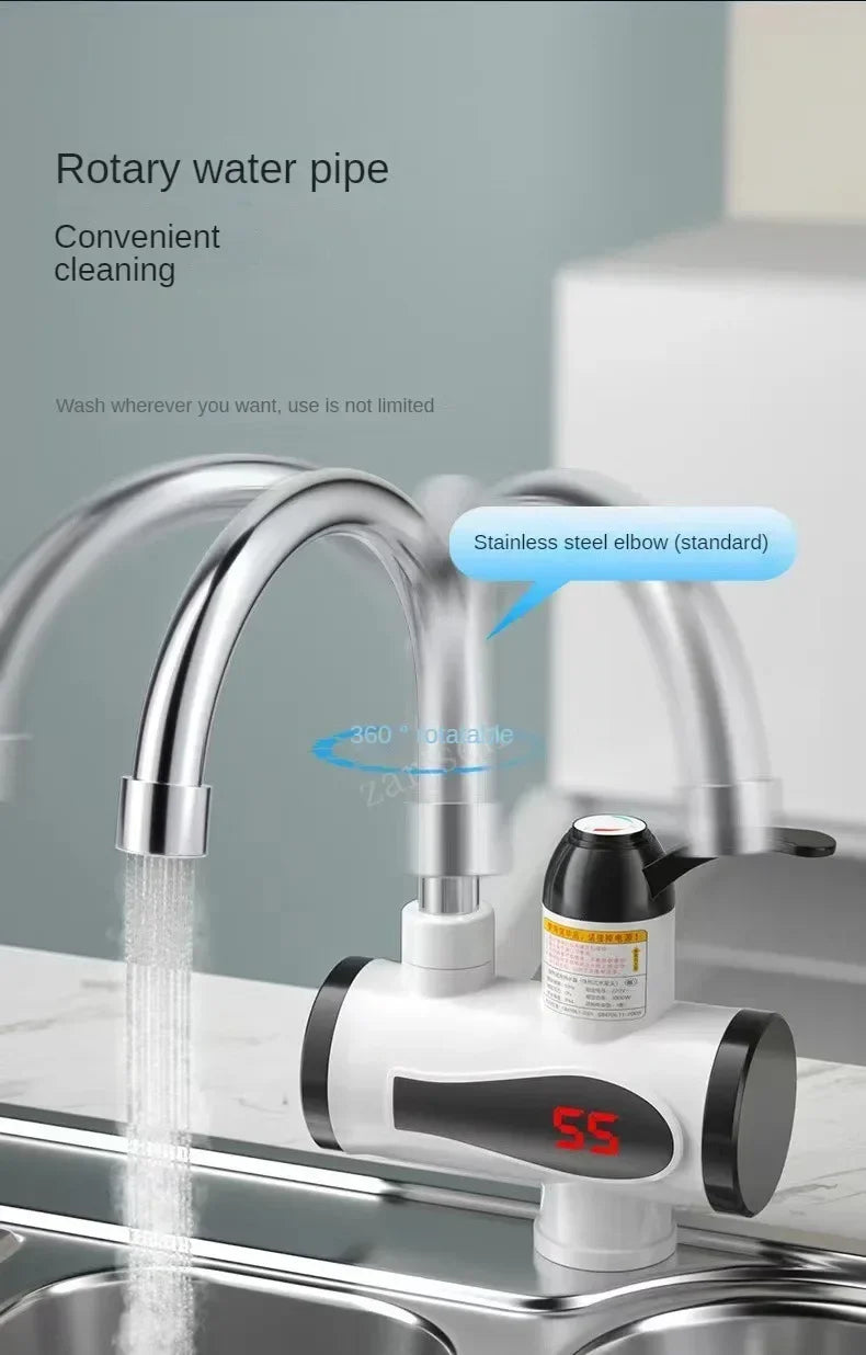 Calentador de agua eléctrico de cocina de 3000W, grifo de agua caliente instantáneo, grifo de calefacción en frío, calentador de agua instantáneo sin tanque