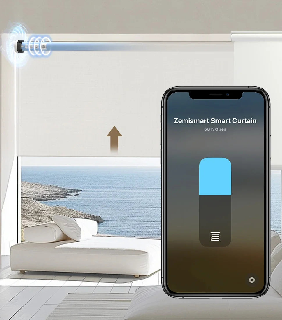 Zemismart Matter Over WiFi 2N Motor de cortina inteligente para tubo de 37 38mm Motor de cortina enrollable Google Home Alexa Homekit App Control