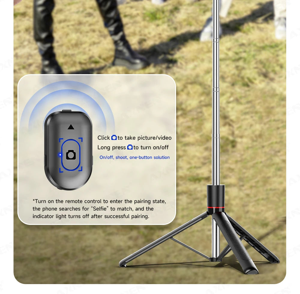 Trípode/palo selfie F16 con poste de 8 secciones de 1708 mm de largo, control remoto Bluetooth, 360 °   Rotación, interfaz 1/4, para cámara de teléfono Vlog