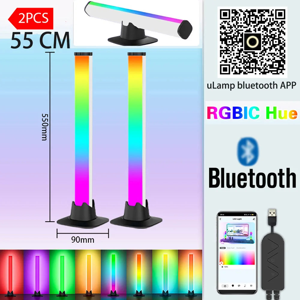 Barra de luz musical RGBIC, luces de ritmo, tira de luz de escritorio, Control por aplicación, lámpara de ambiente USB para videojuegos, dormitorio, retroiluminación de TV