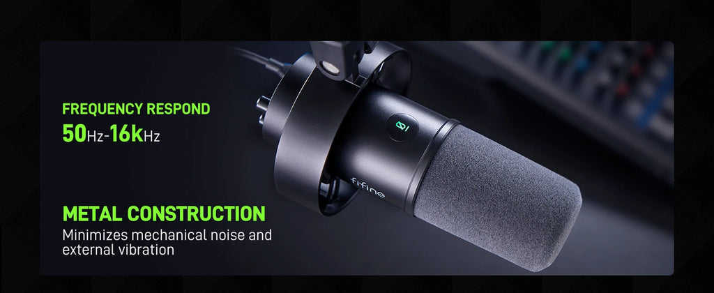Micrófono dinámico FIFINE USB/XLR con soporte de choque, tecla táctil, conector para auriculares y Control de volumen, para grabación de PC o tarjeta de sonido-K688