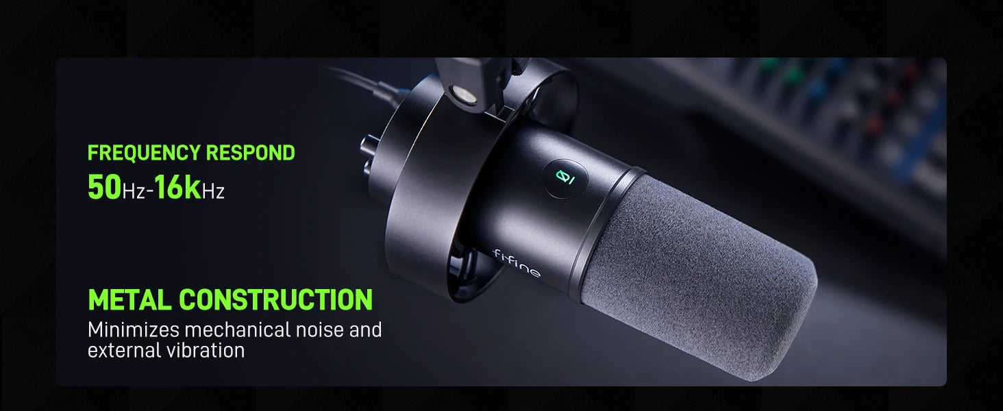 Micrófono dinámico FIFINE USB/XLR con soporte de choque, tecla táctil, conector para auriculares y Control de volumen, para grabación de PC o tarjeta de sonido-K688