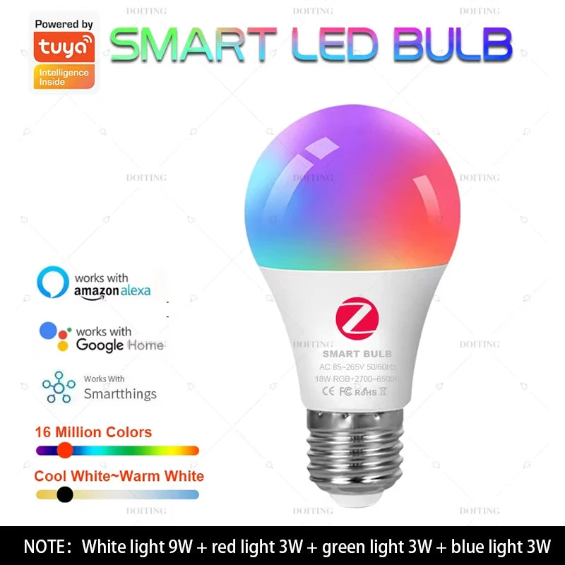 Zigbee 3,0 bombilla Led inteligente 110V 220V E27 B22 lámparas RGBCW funciona con Alexa Echo Plus Google Home Assistant aplicación Control de voz 2MQTT