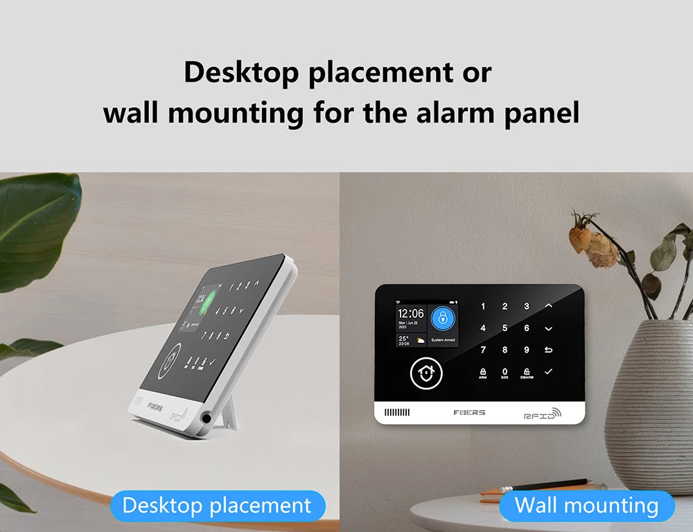Sistema de alarma FUERS para el hogar TUYA WIFI inteligente GSM alarma de seguridad Host con Sensor de movimiento de puerta Tuya aplicación inteligente control trabajo Alexa