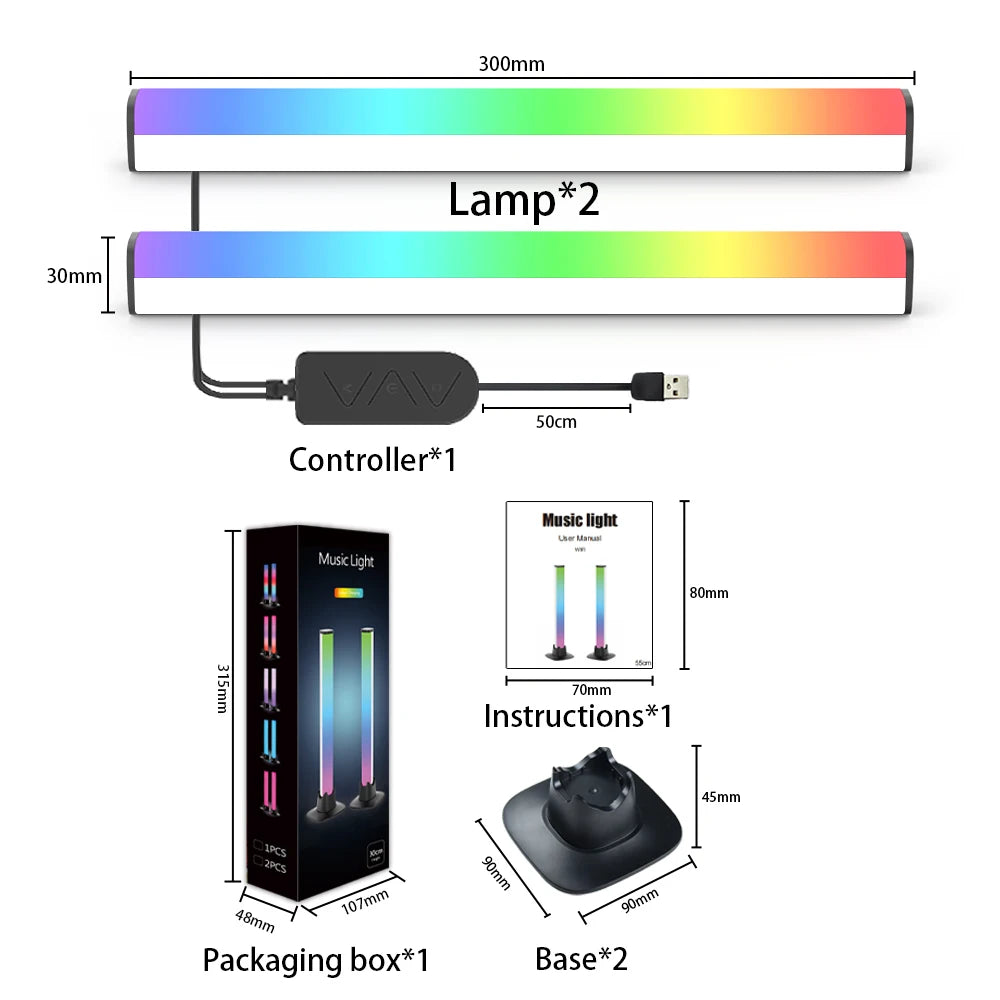 Barra de luz musical RGBIC, luces de ritmo, tira de luz de escritorio, Control por aplicación, lámpara de ambiente USB para videojuegos, dormitorio, retroiluminación de TV