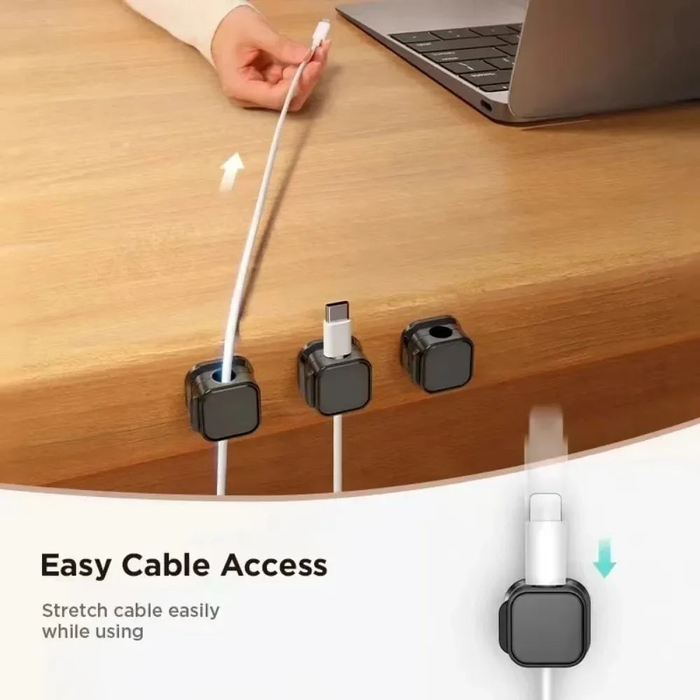2 Clips Magnéticos para Cables, Organizador de Cables Ajustable para Debajo del Escritorio, Gestión de Cables, Sujetador de Cables