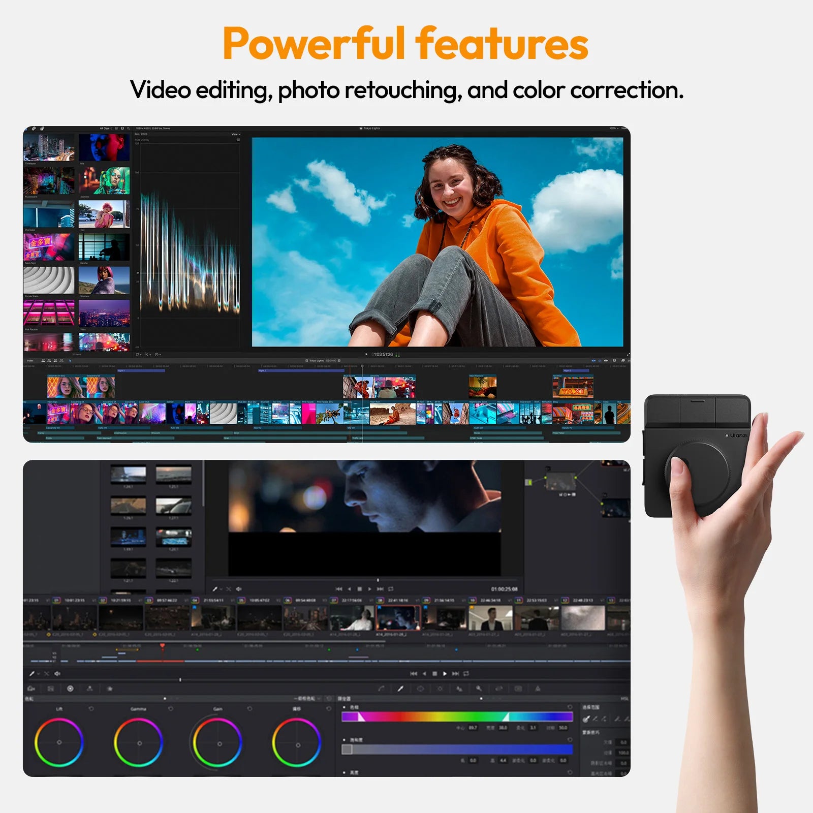 Controlador Creativo Ulanzi D100H, Asistente de Edición de Video para Youtube, Tiktok, PR, PS, Compatible con Bluetooth, Consola de Producción