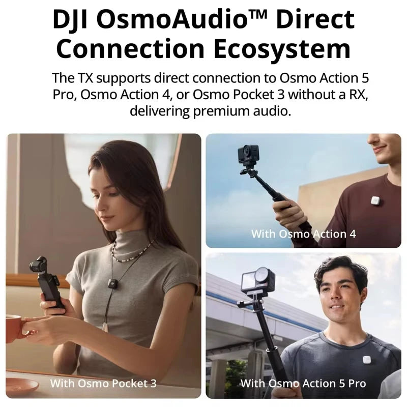 Micrófono Inalámbrico Original DJI Mic Mini (1 TX + 1 RX), Ultraligero, Audio de Alta Fidelidad, Cancelación de Ruido, Limitación Automática