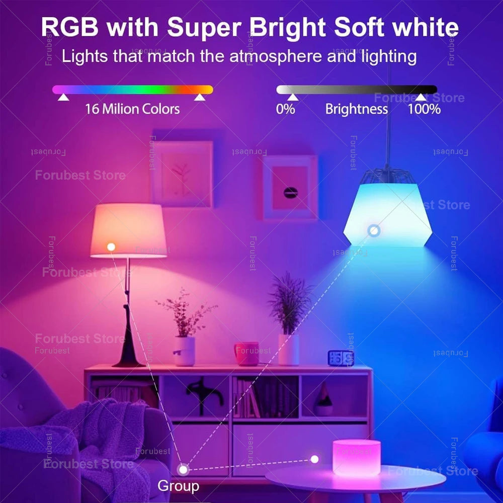 Bombilla LED inteligente Tuya E27 RGB CW 15W 20W WiFi Bluetooth lámpara Led decoración del hogar iluminación 220V 110V para Alexa Amazon Google Voice