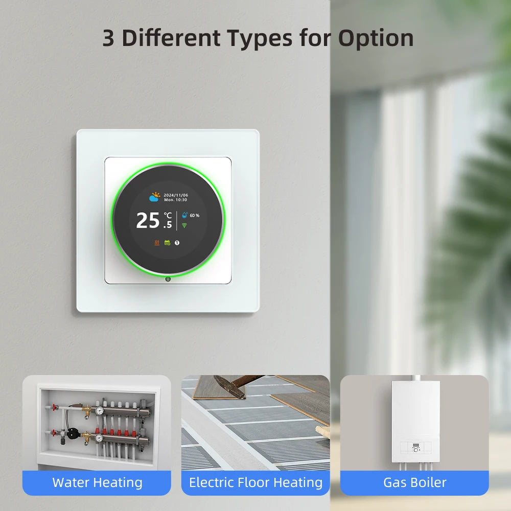 Termostato inteligente AVATTO con WiFi, controlador de temperatura para caldera de agua, gas y calefacción eléctrica, compatible con Tuya, Alexa y Google Home
