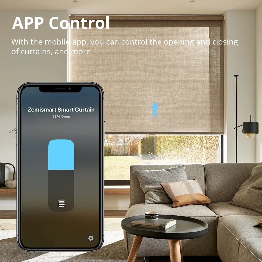 Zemismart Matter Over WiFi 2N Motor de cortina inteligente para tubo de 37 38mm Motor de cortina enrollable Google Home Alexa Homekit App Control