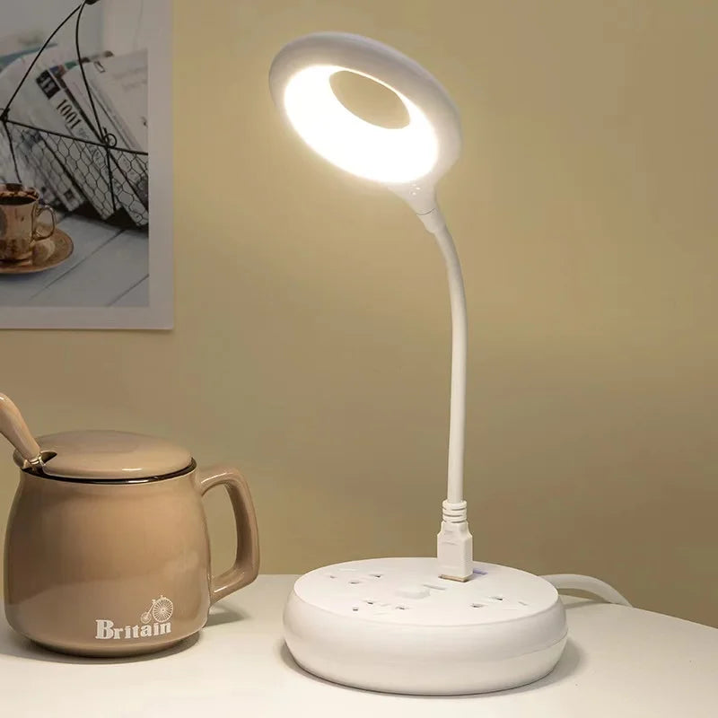 Lámpara portátil con enchufe directo USB, luz LED de noche para dormitorio, mesita de noche, protección ocular, estudio, lectura