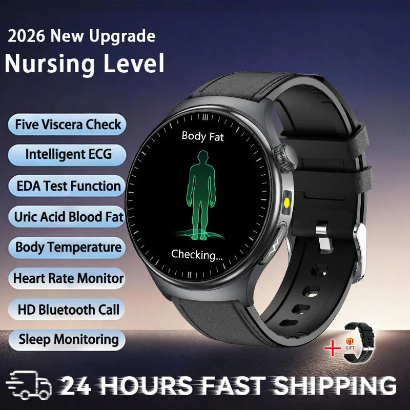 Reloj Inteligente 2026 con Diagnóstico Preciso de ECG, Medición de Grasa Corporal, Oxígeno en Sangre, Presión Arterial, Pantalla HD AMOLED, Llamadas, para Hombres y Mujeres