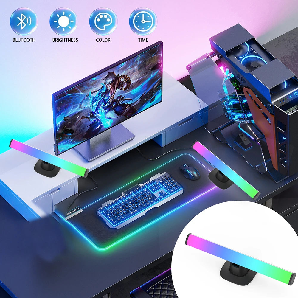 Barra de luz musical RGBIC, luces de ritmo, tira de luz de escritorio, Control por aplicación, lámpara de ambiente USB para videojuegos, dormitorio, retroiluminación de TV