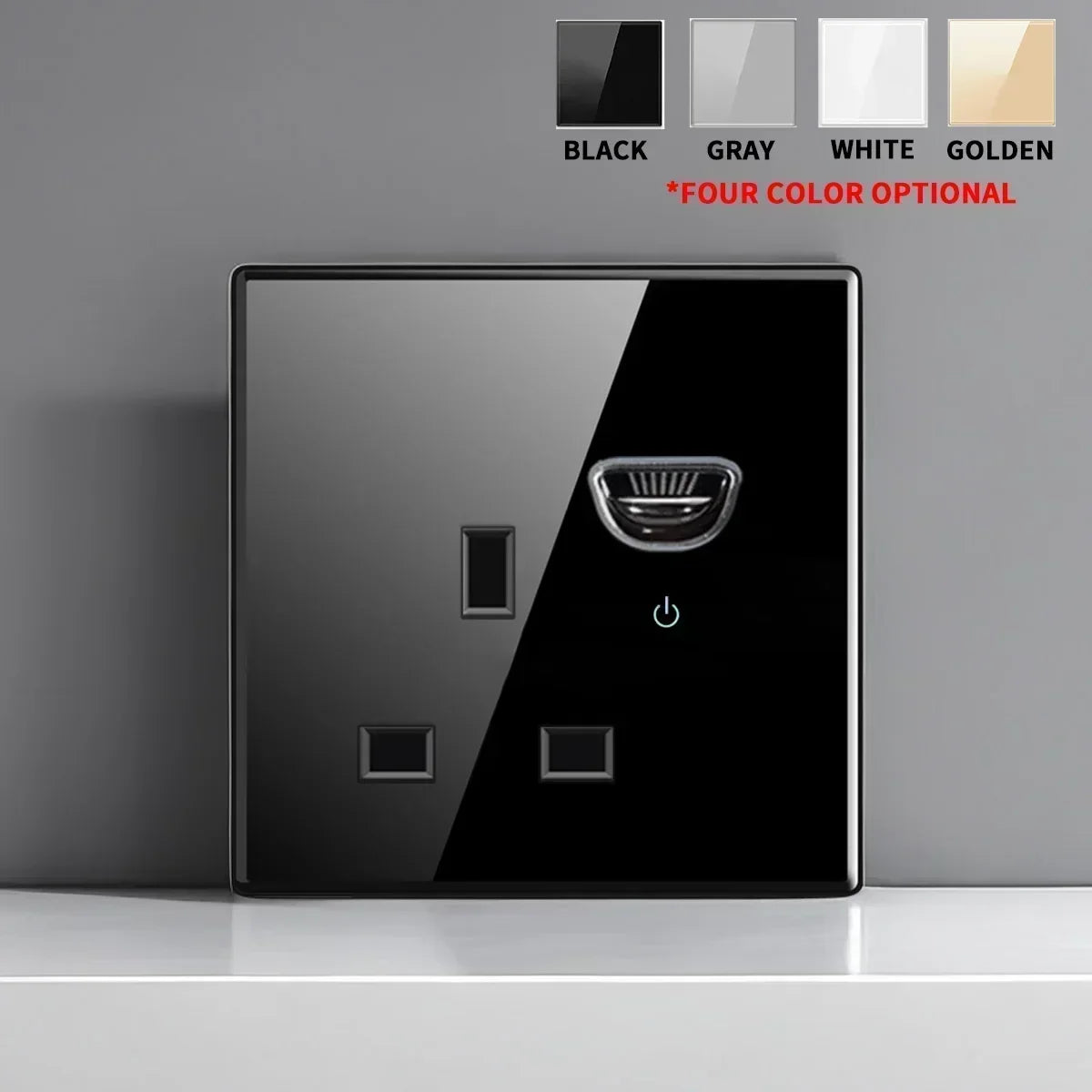 Enchufe de interruptor de vidrio templado estándar francés británico con luz indicadora, reinicio automático, 1, 2, 3, 4 entradas, tomas de Panel de pared, enchufe de 2usb