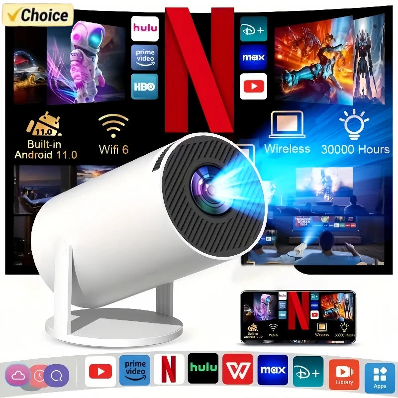 Proyector LED Portátil para Exteriores HY300 2026, 4K, Wifi, 1080P, 1280x720P HD, Cine en Casa, Proyección de Videos, Películas y Videojuegos