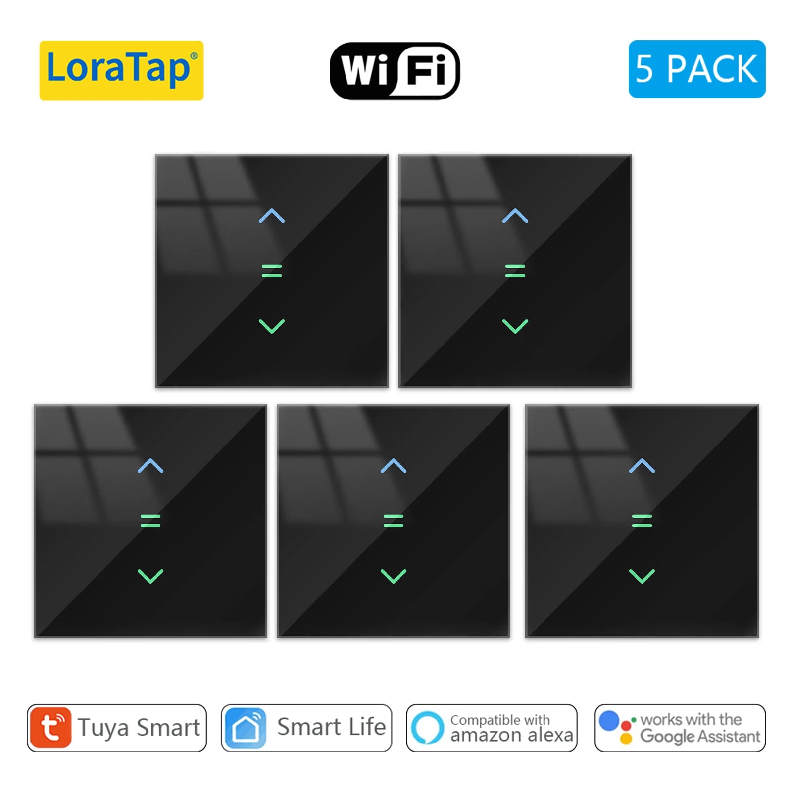 LoraTap-cortinas con WiFi, persiana enrollable, retroiluminación, aplicación remota Tuya Smart Life, Control por Google Home, voz Alexa