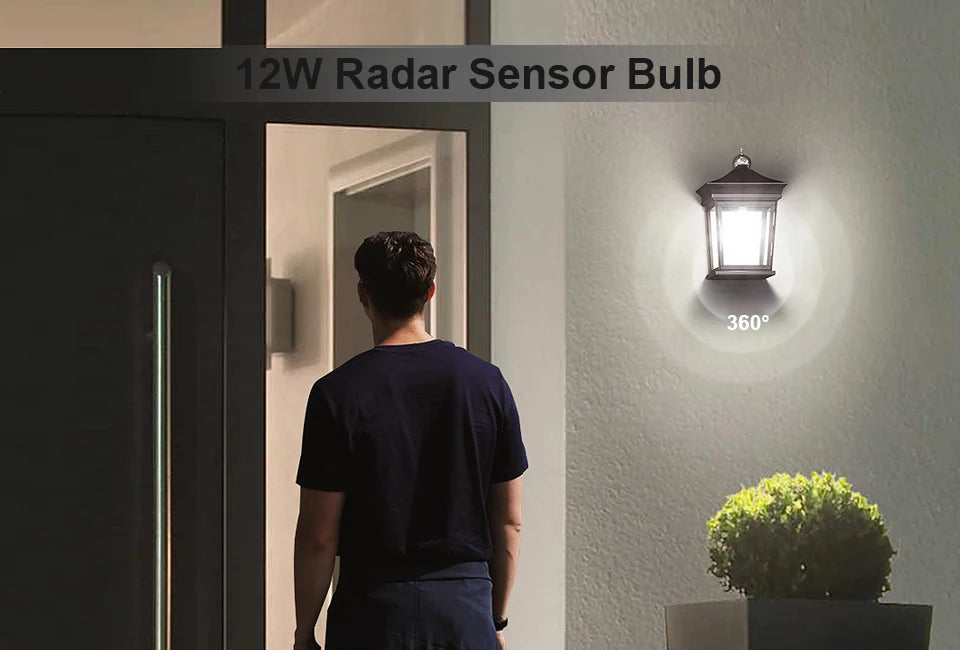 Bombilla LED de detección de Radar de microondas, 220V, E27, 12W, lámpara de inducción de movimiento, Radar incorporado/sensores de luz para escaleras del hogar