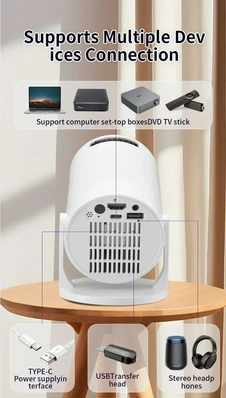Proyector LED Portátil para Exteriores HY300 2026, 4K, Wifi, 1080P, 1280x720P HD, Cine en Casa, Proyección de Videos, Películas y Videojuegos