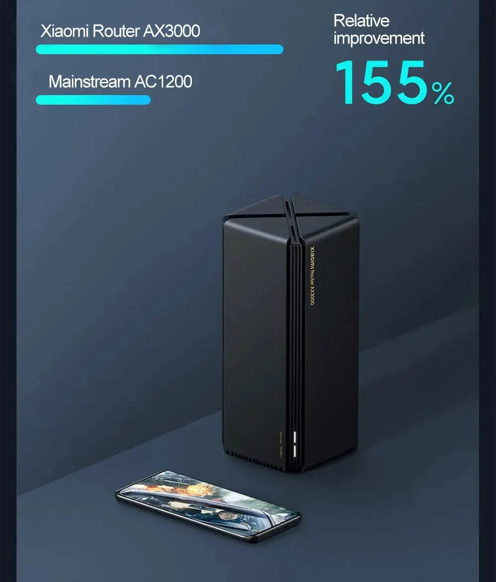 Xiaomi-enrutador AX3000 WiFi, red de malla Gigabit, 4 amplificadores de señal, penetración de pared, memoria grande de 256M, estabilidad multidispositivo