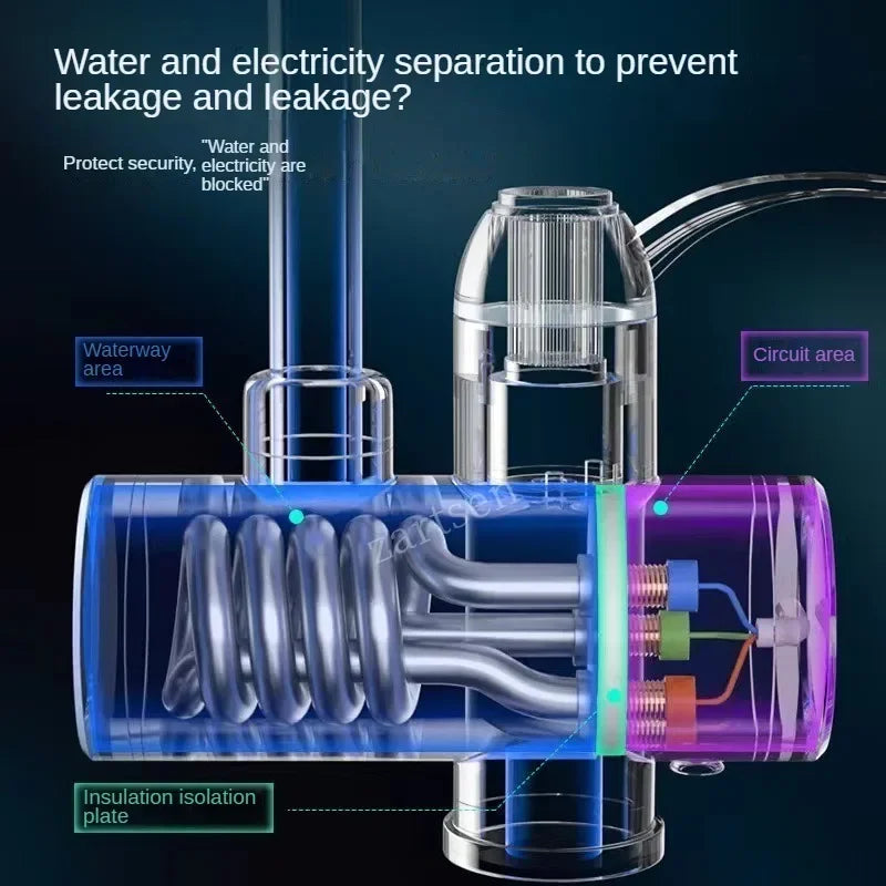 Calentador de agua eléctrico de cocina de 3000W, grifo de agua caliente instantáneo, grifo de calefacción en frío, calentador de agua instantáneo sin tanque