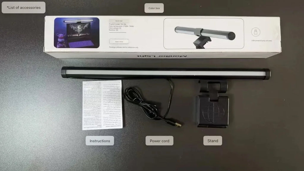 Lámpara de Escritorio USB HOMEFISH de 50cm con Barra de Luz para Monitor, Regulación Continua, Luz de Lectura Colgante para Mesa de Estudio