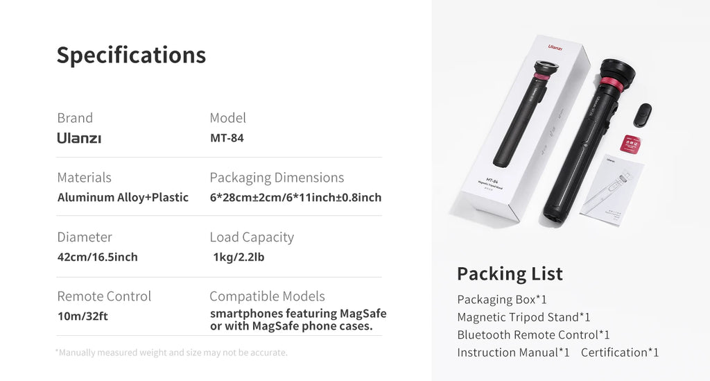 Ulanzi MT-84 1,53 M Magsafe Selfie Stick trípode soporte Bluetooth extensión de teléfono remoto trípode para IPhone 16 15 LiveStreaming Vlog