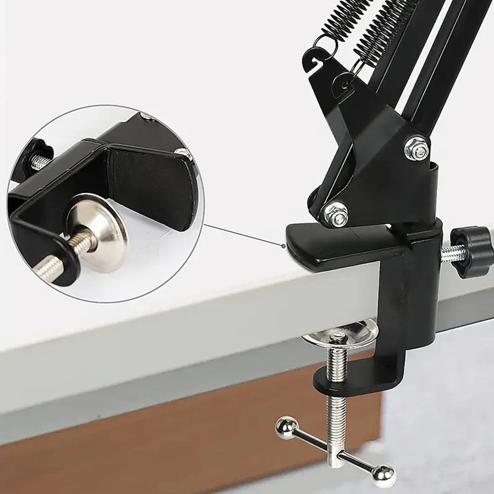 Soporte de micrófono extensible de Metal plegable, brazo de suspensión ajustable, brazo de tijera, soporte voladizo para micrófono con aleación