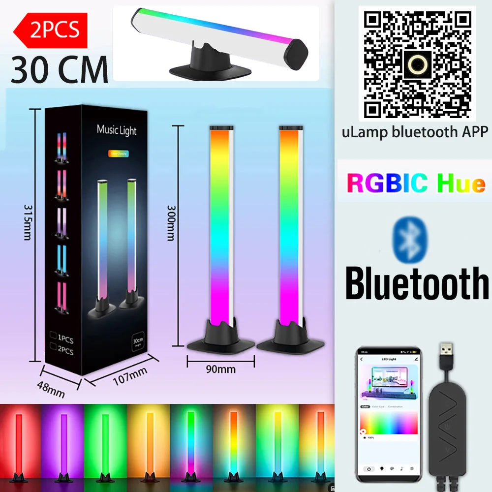 Barra de luz musical RGBIC, luces de ritmo, tira de luz de escritorio, Control por aplicación, lámpara de ambiente USB para videojuegos, dormitorio, retroiluminación de TV