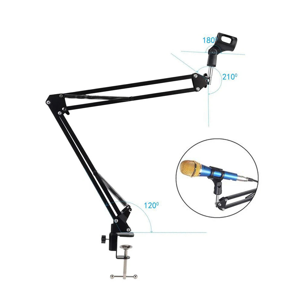 Soporte de micrófono extensible de Metal plegable, brazo de suspensión ajustable, brazo de tijera, soporte voladizo para micrófono con aleación