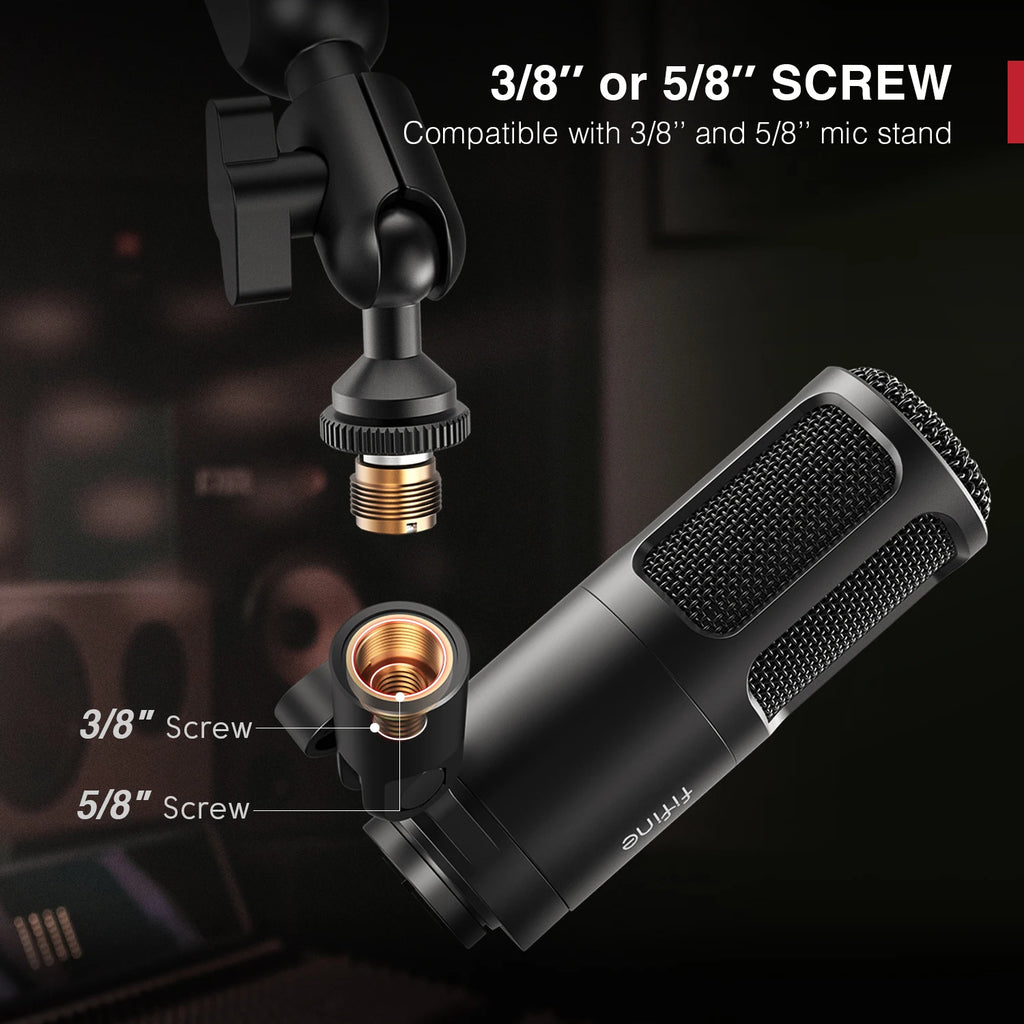 Micrófono dinámico FIFINE XLR, micrófono de Podcast Vocal con patrón cardioide, micrófono de Metal para transmisión/tubar/grabación de vídeo, K669D