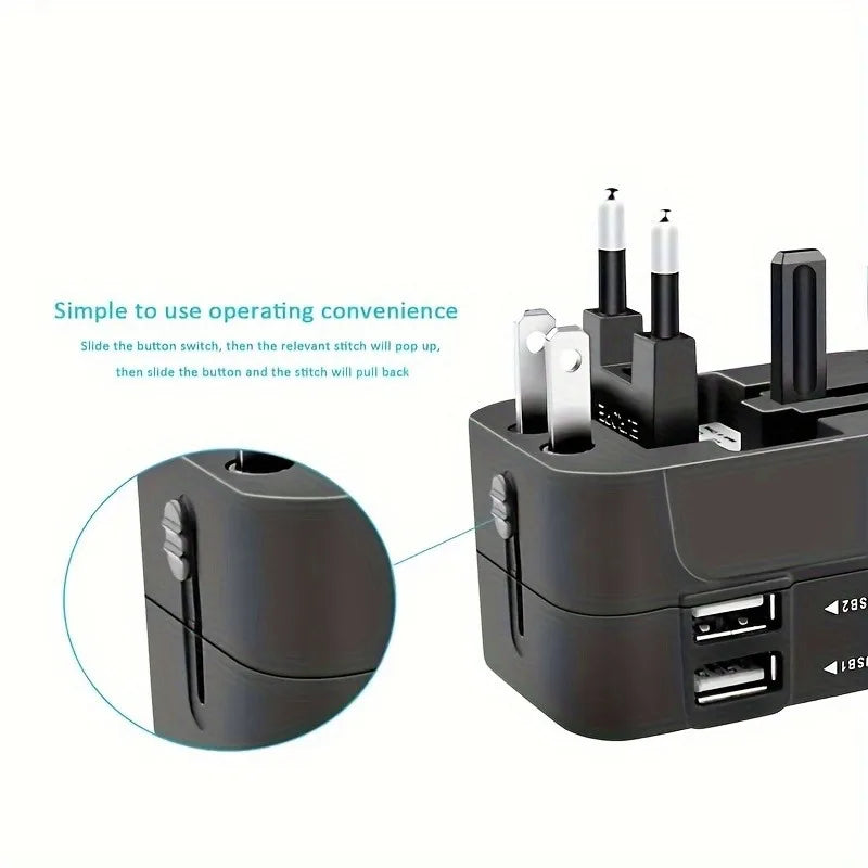 Adaptador de viaje Universal para EE. UU., UE, Reino Unido, AUS, adaptador de cargador, convertidor de salida, adaptador de enchufe con puerto USB Dual