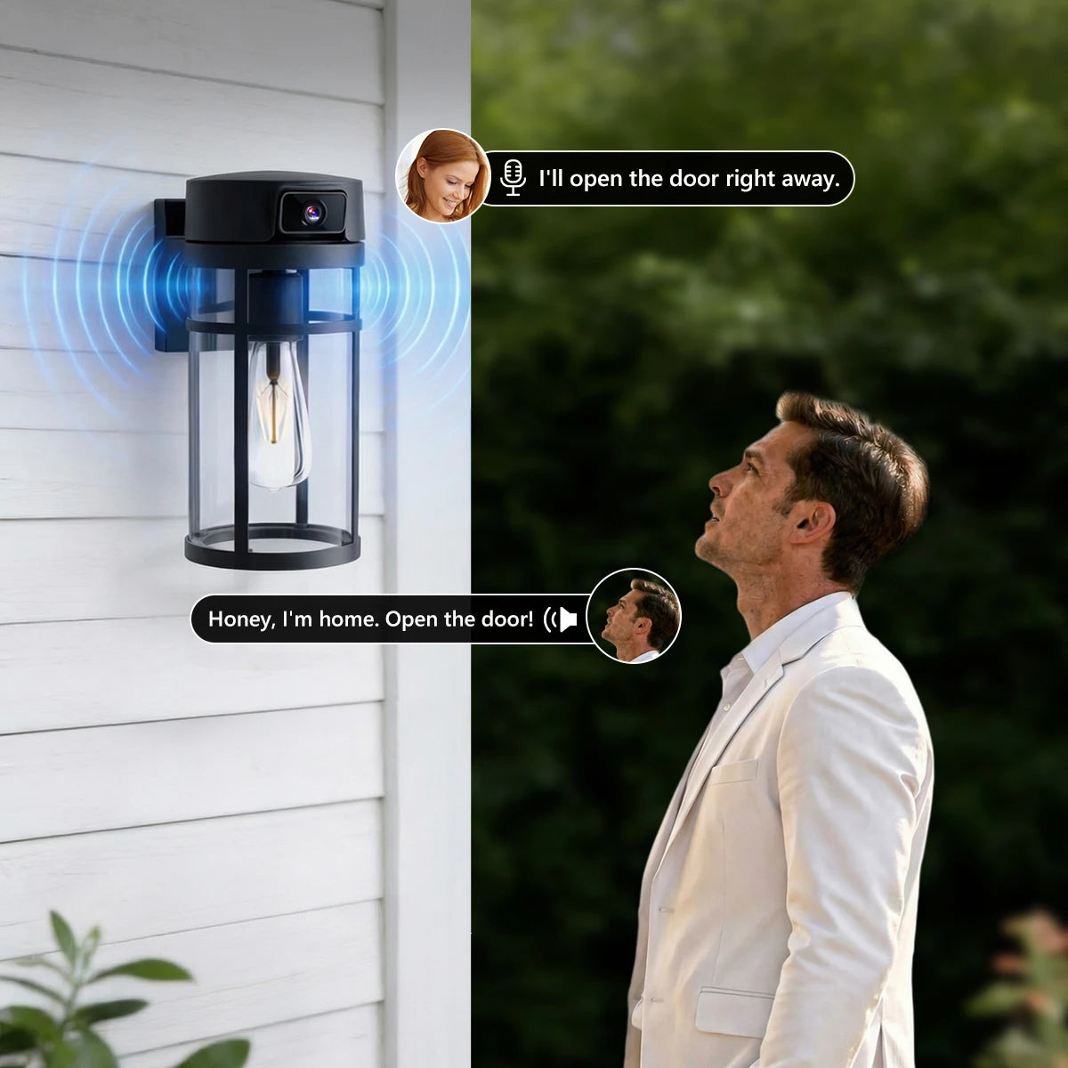 Cámara de Seguridad WiFi PTZ 2K para Exteriores Jarnex, con Detección Humana por IA, Luz para Patio, 4MP, Audio Bidireccional, Lámpara de Jardín PTZ