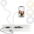 Anillo de luz para Selfie con soporte para teléfono, luz para Selfie con Clip, cuello de cisne Flexible ajustable, lámpara de anillo de escritorio 2 en 1 para transmisión en vivo