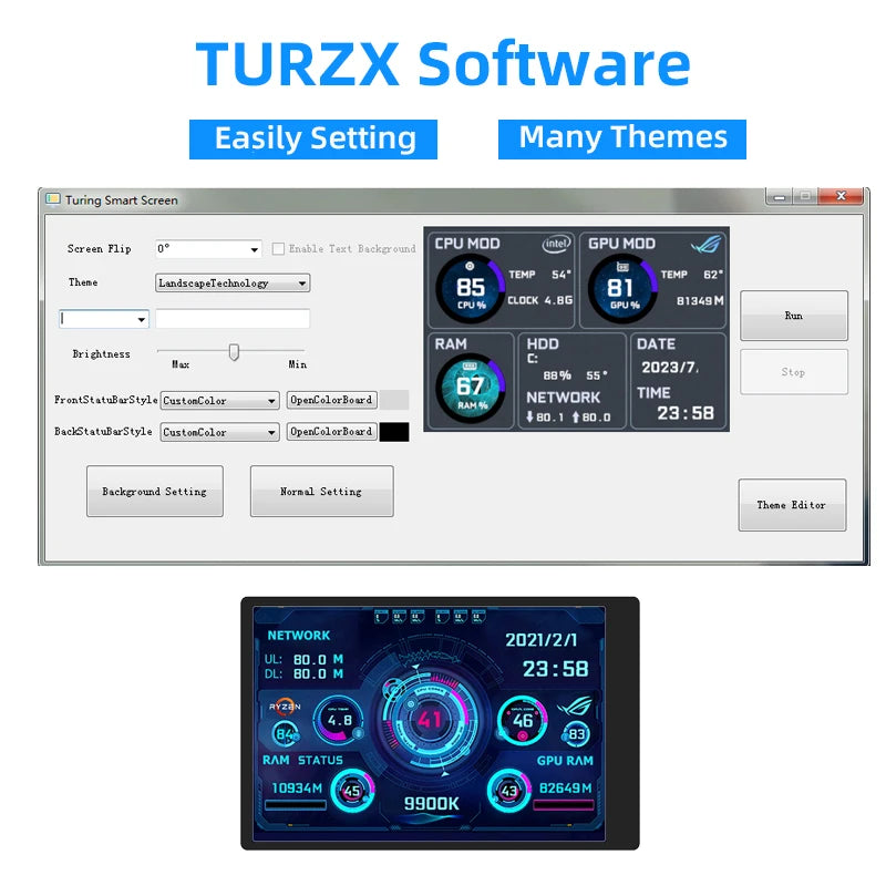 Pantalla secundaria tipo C de 3,5 pulgadas para ordenador CPU RAM GPU HDD Monitor 320*480 IPS LCD ISB pantalla TURZX Software NO AIDA64