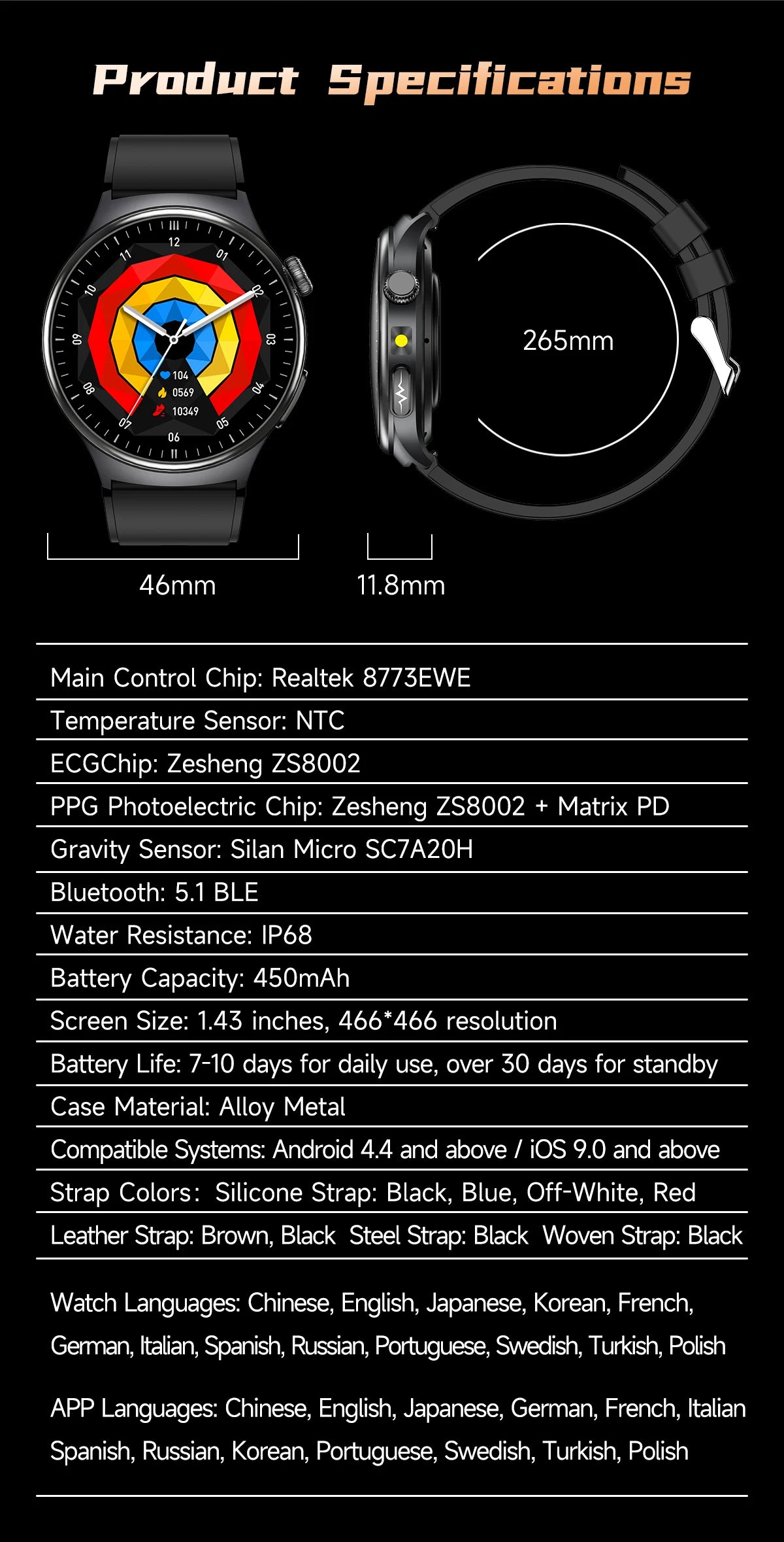 Reloj Inteligente 2026 con Diagnóstico Preciso de ECG, Medición de Grasa Corporal, Oxígeno en Sangre, Presión Arterial, Pantalla HD AMOLED, Llamadas, para Hombres y Mujeres