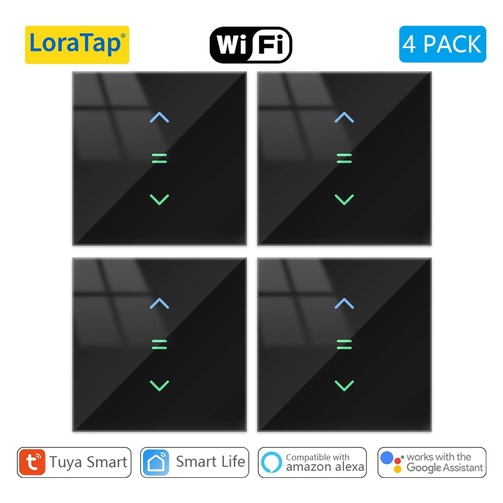 LoraTap-cortinas con WiFi, persiana enrollable, retroiluminación, aplicación remota Tuya Smart Life, Control por Google Home, voz Alexa