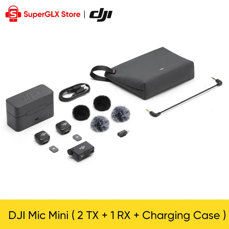Nuevo Micrófono Inalámbrico DJI Mic Mini (2TX+1RX+Estuche de Carga) con Cancelación Inteligente de Ruido, Audio de Alta Calidad, Original de DJI