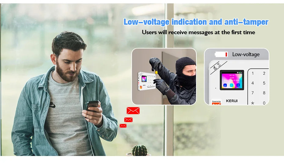 KERUI-Kit de alarma para el hogar, inalámbrico, WiFi, GSM, antirrobo, con pantalla táctil, aplicación Tuya Smart Life, sistema de alarma para protección de seguridad