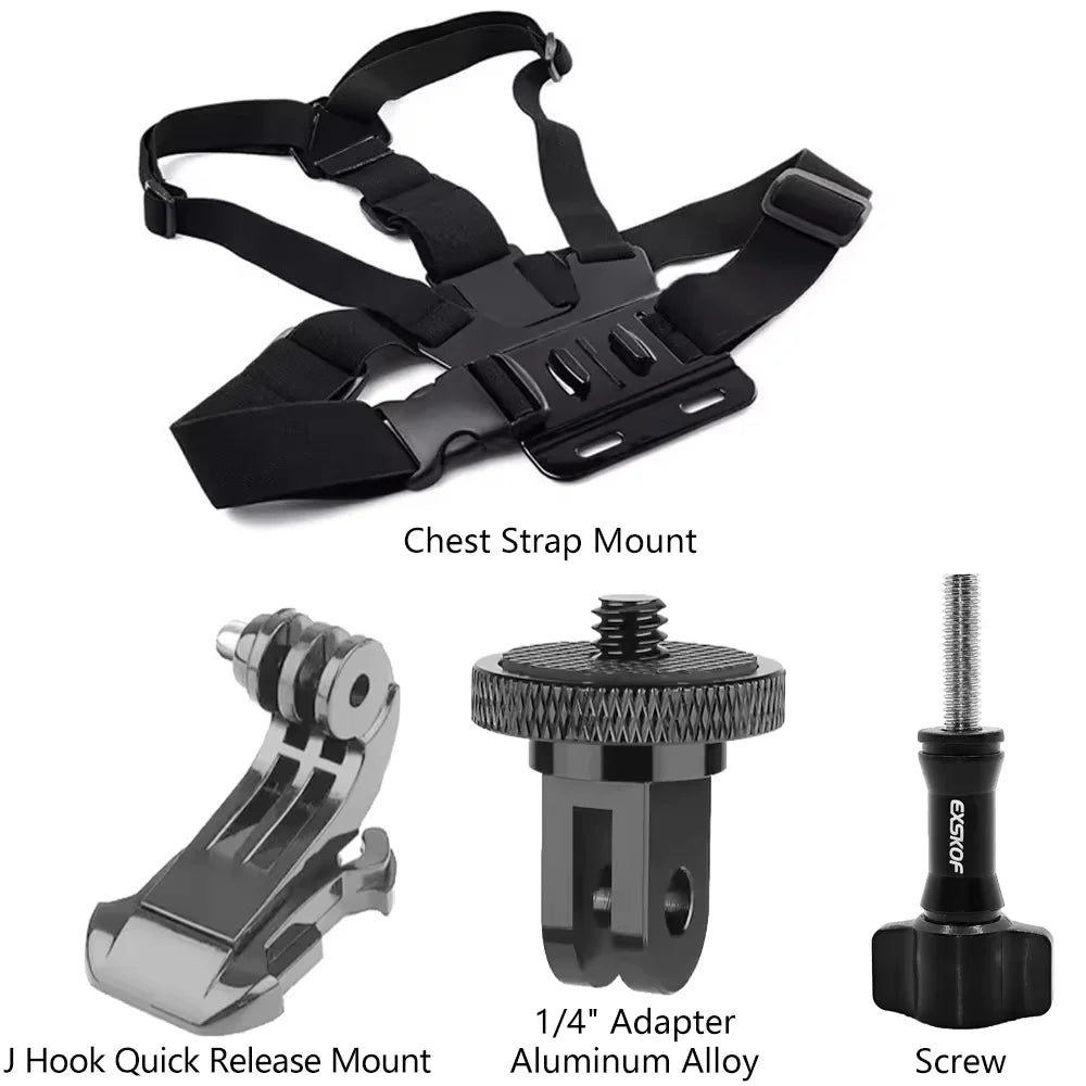 Kit de accesorios para Cámara de Acción todo en uno, correa para la cabeza, soporte para correa para el pecho, ajustable para GoPro Hero Phone Osmo SJCAM AKASO insta360