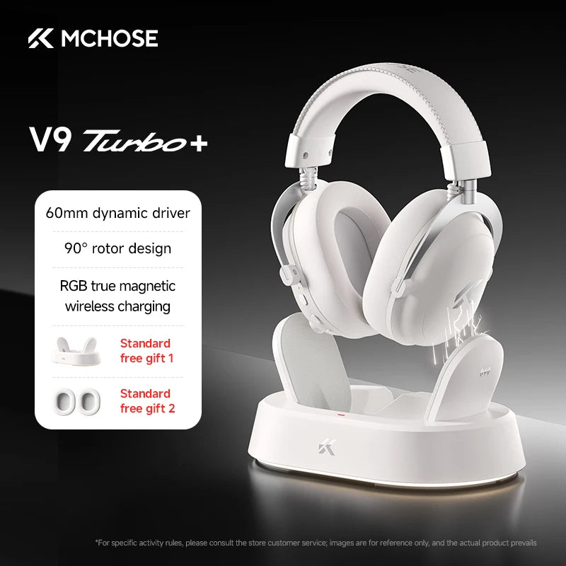 Auriculares Inalámbricos para Juegos MCHOSE V9 Turbo + con Sonido Envolvente 7.1 de 60 mm, Auriculares Profesionales para Esports con Base de Carga RGB