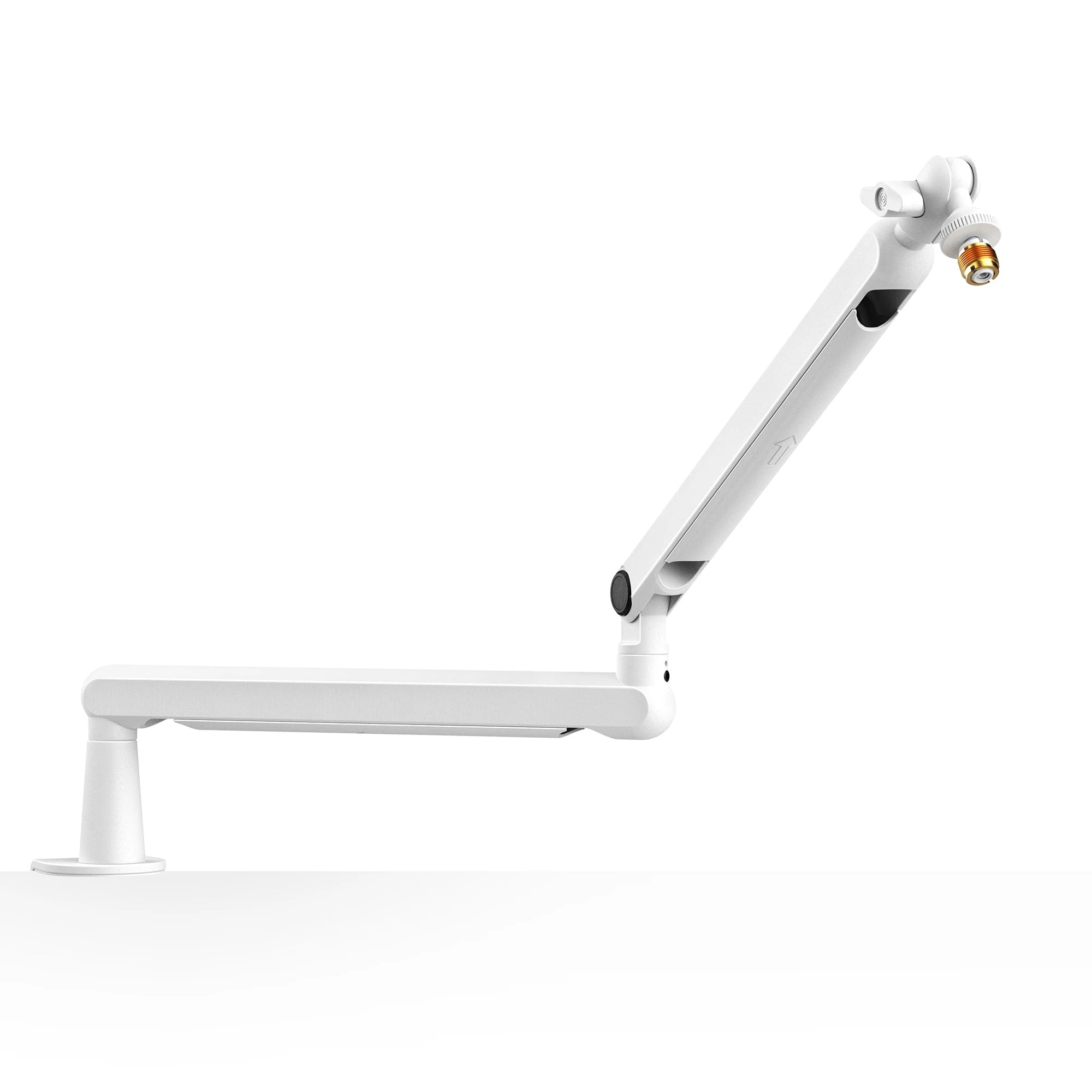 FIFINE Brazo de brazo de micrófono, brazo de micrófono ajustable de perfil bajo con abrazadera de montaje en escritorio, almacenamiento de cables para juegos en streaming-Blanco BM88W