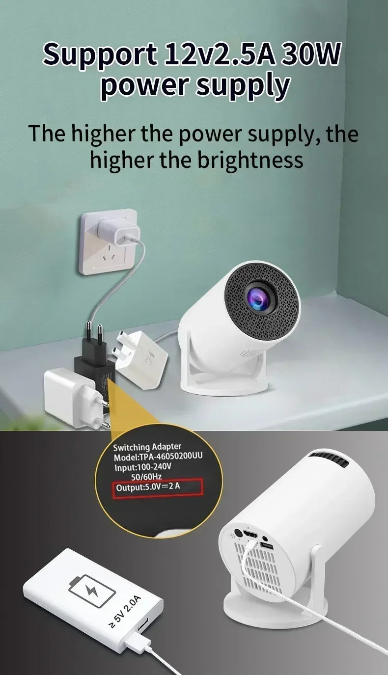 Proyector LED Portátil para Exteriores HY300 2026, 4K, Wifi, 1080P, 1280x720P HD, Cine en Casa, Proyección de Videos, Películas y Videojuegos