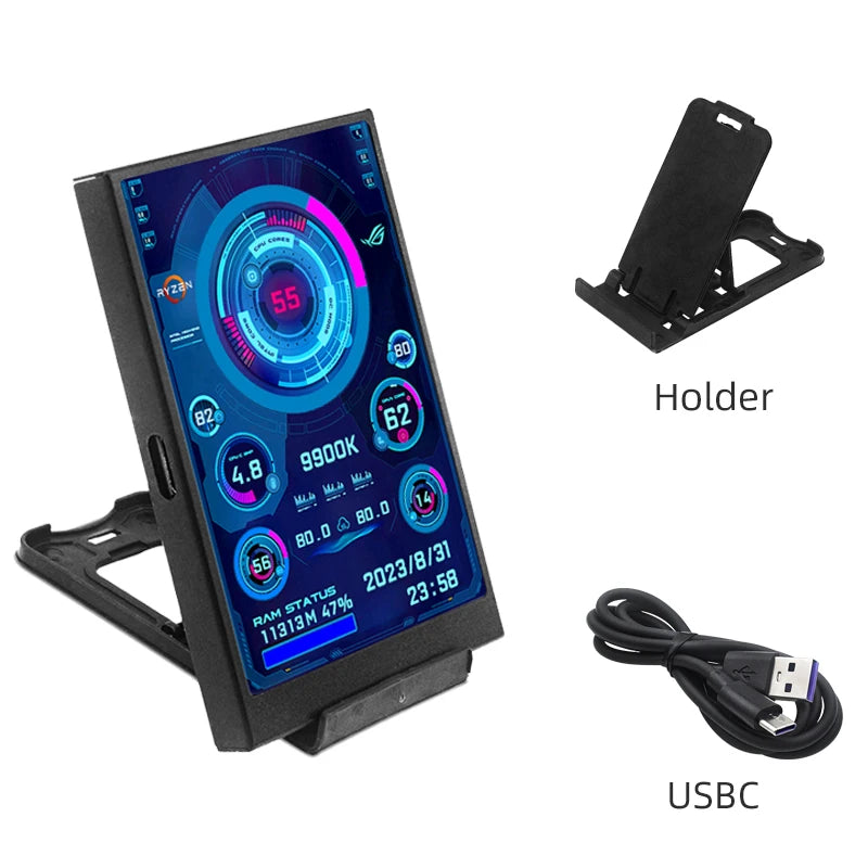 Pantalla secundaria tipo C de 3,5 pulgadas para ordenador CPU RAM GPU HDD Monitor 320*480 IPS LCD ISB pantalla TURZX Software NO AIDA64