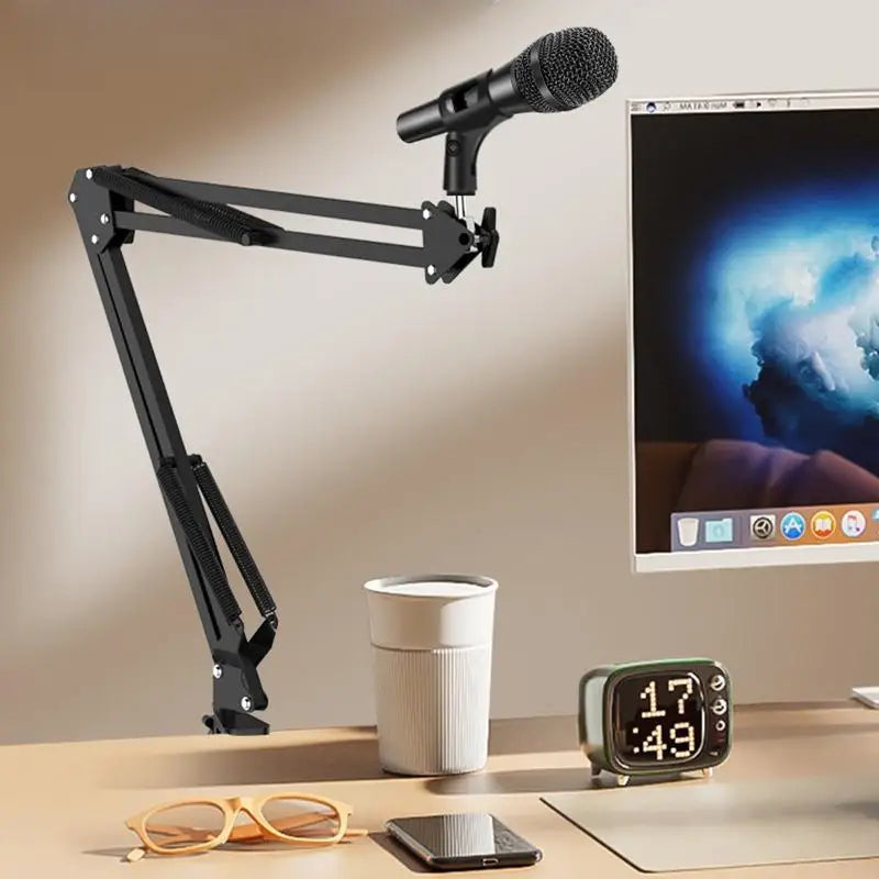 Soporte de micrófono de brazo articulado, soporte de pluma de mesa para Micro soporte de escritorio, soporte de trípode Microfno para micrófono, soporte Universal
