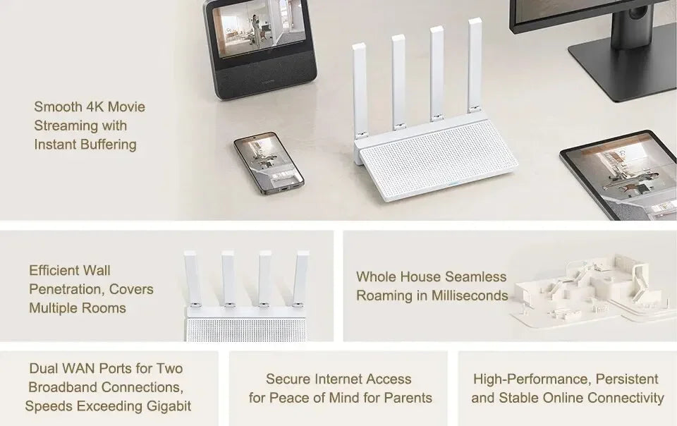 Xiaomi-enrutador AX3000T Original, 2,4 GHz, 5GHz, 1,3 GHz, CPU 2x2, 160MHz, WAN LAN, LED, conexión NFC para juegos de oficina en casa